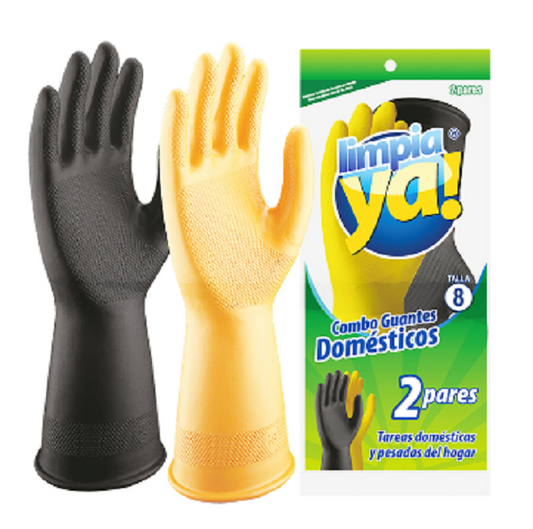 456300153 - Guantes Combo Limpiaya Negro + Amarillo Talla 8