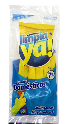 450101296 - GUANTE PLASTICO DOMESTICO AMARILLO LIMPIAYA T 7.5